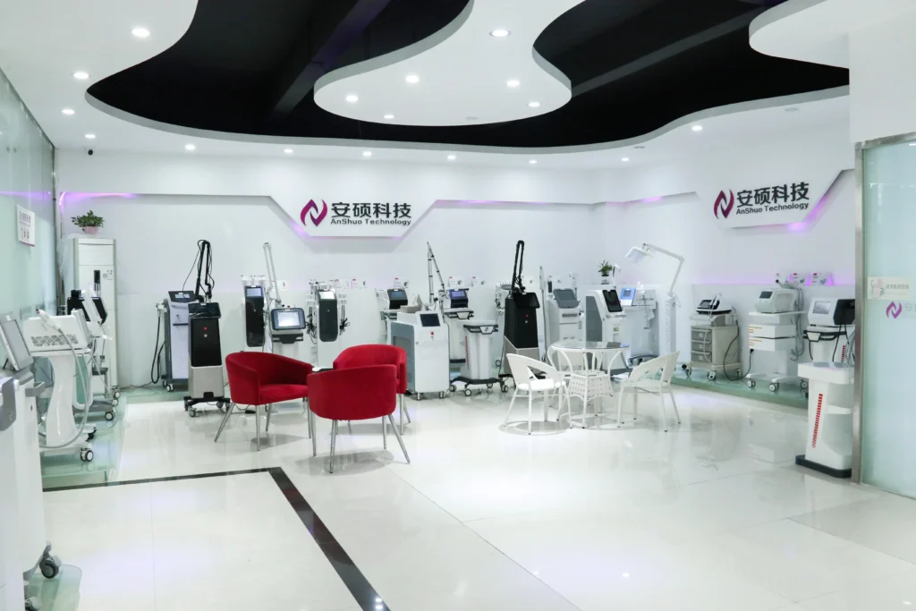 AnShuo's Showroom with so many laser machine for Aesthetic Lasers